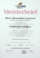 Meisterbrief Alexander Garvert