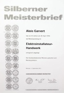 Silberner Meisterbrief Alois Garvert